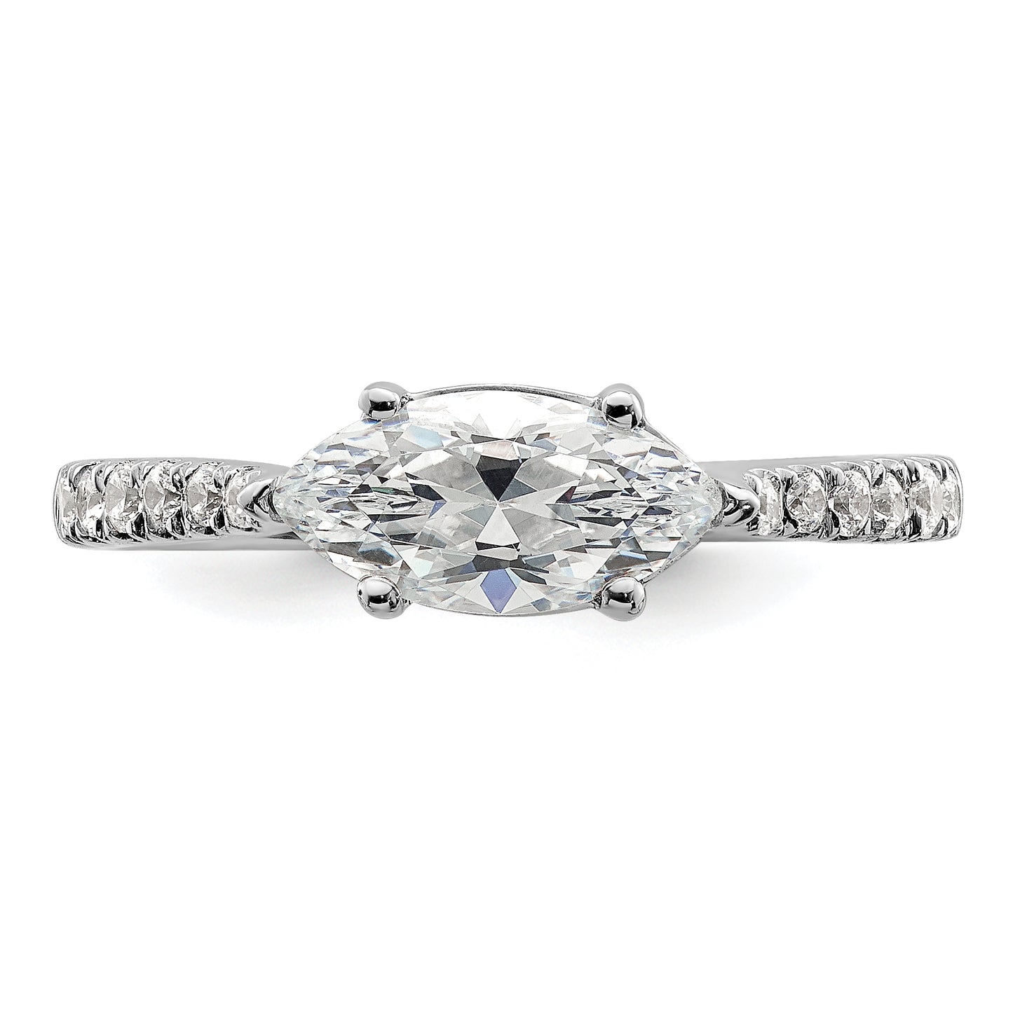 14k White Gold 1/5 Ct. Lab Grown Diamond VS/SI+ G+ 1 Ct. Center East-West Marquise Engagement Ring