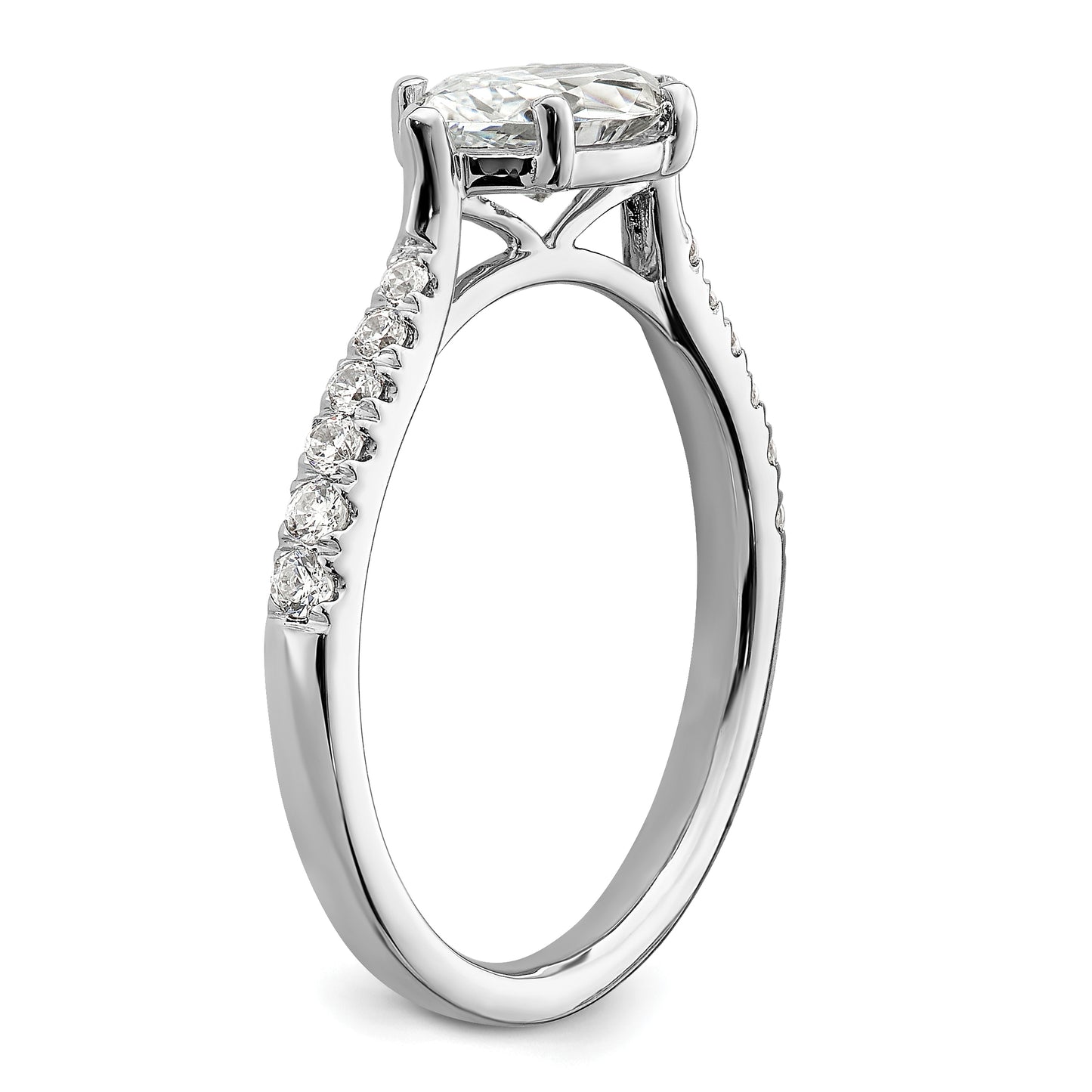 14k White Gold 1/5 Ct. Lab Grown Diamond VS/SI+ G+ 1 Ct. Center East-West Marquise Engagement Ring