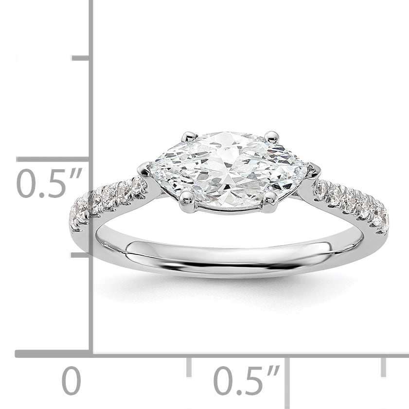 14k White Gold 1/5 Ct. Lab Grown Diamond VS/SI+ G+ 1 Ct. Center East-West Marquise Engagement Ring