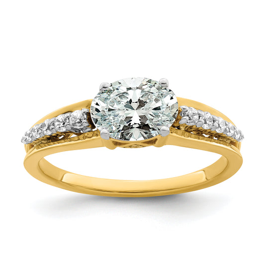 14k Two-tone Two Tone 1/6 Ct. Lab Grown Diamond VS/SI+ G+ 1 Ct. Center Oval Engagement Ring