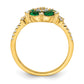 14k Yellow Gold Lab Grown Diamond and Lab Created Emerald Floral Ring