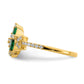 14k Yellow Gold Lab Grown Diamond and Lab Created Emerald Floral Ring