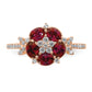 14K Rose Gold Lab Grown Diamond VS/SI+ G+ Created.Ruby Floral Ring