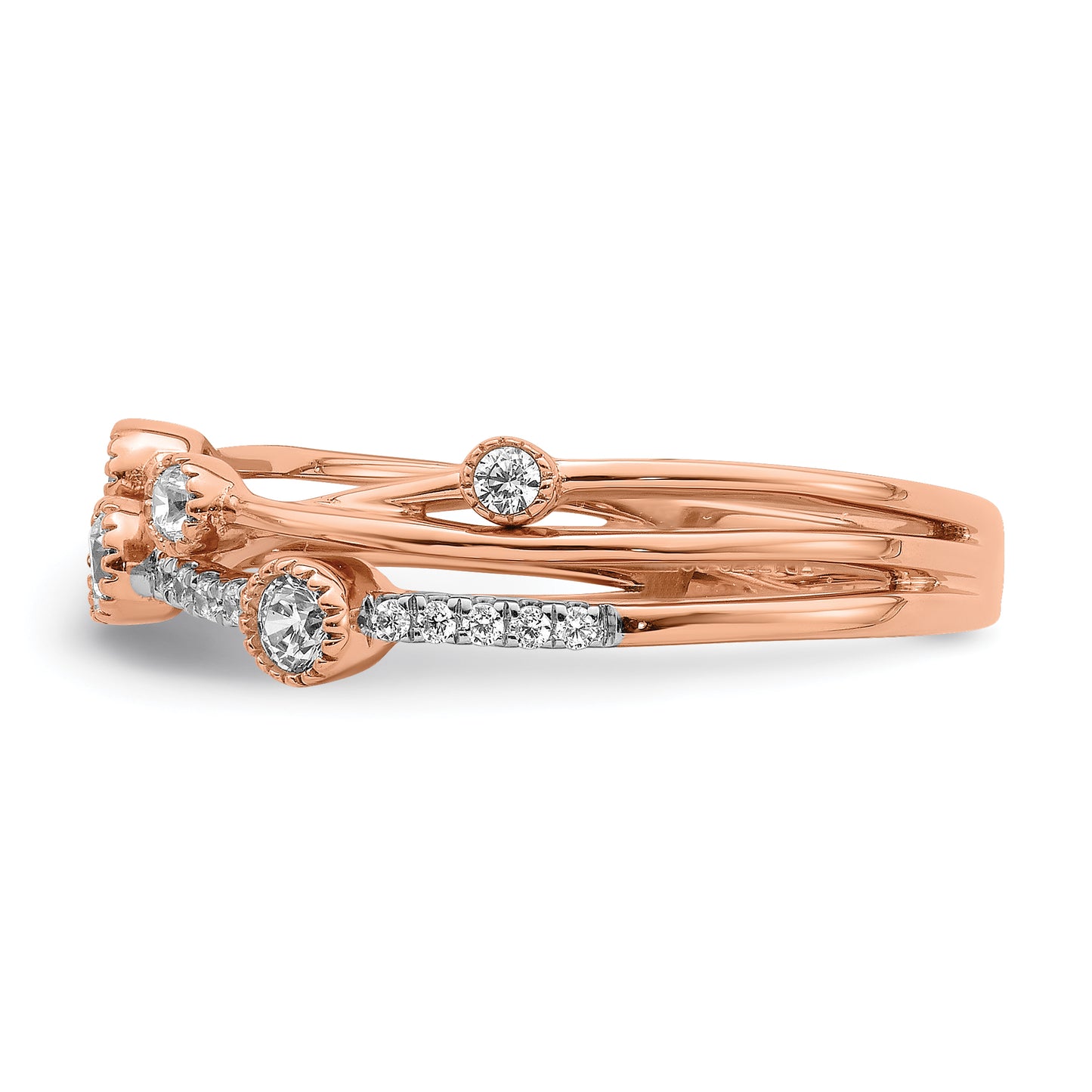 14k Rose Gold 1/4 Ct. Lab Grown Diamond VS/SI+ G+ Criss Cross Ring