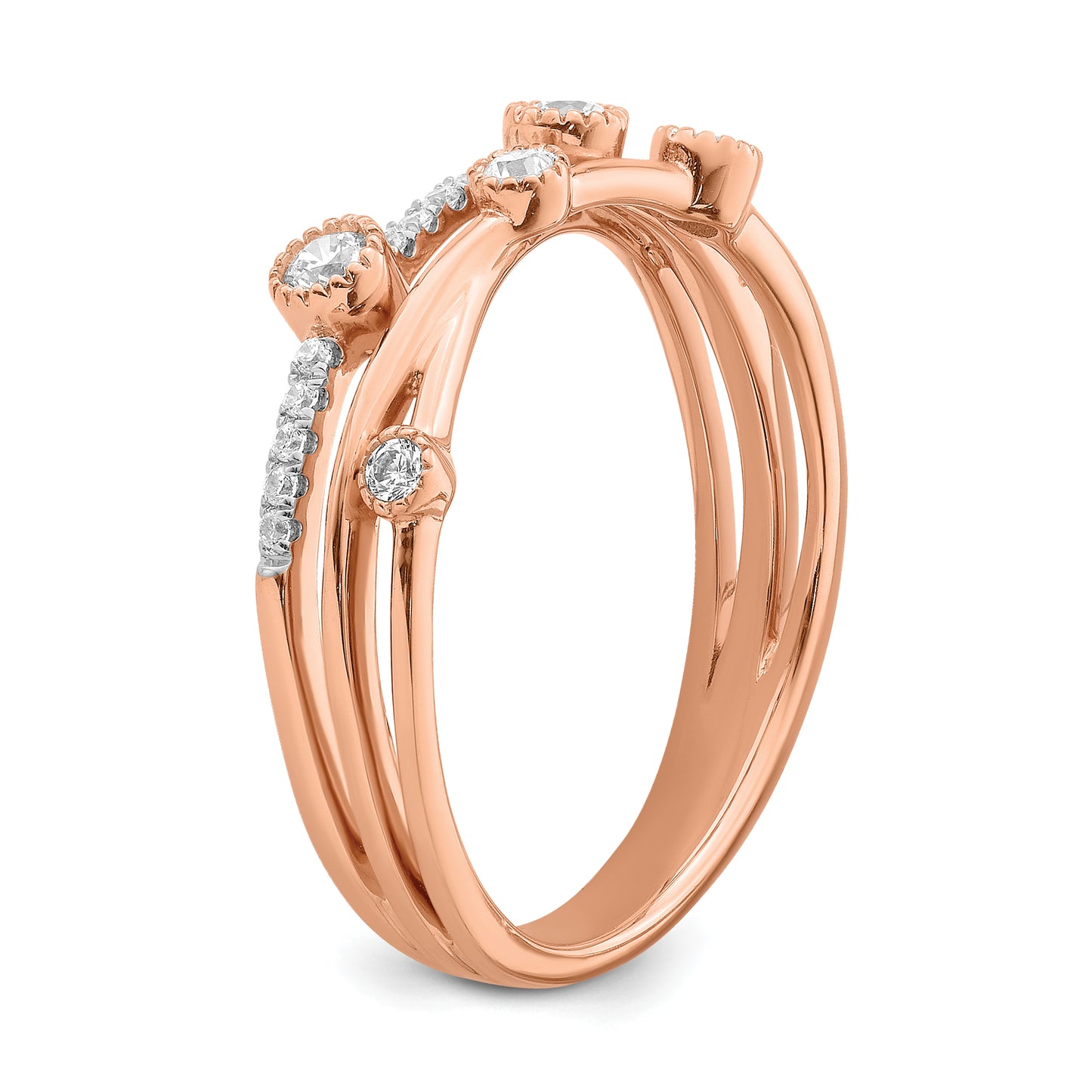 14k Rose Gold 1/4 Ct. Lab Grown Diamond VS/SI+ G+ Criss Cross Ring