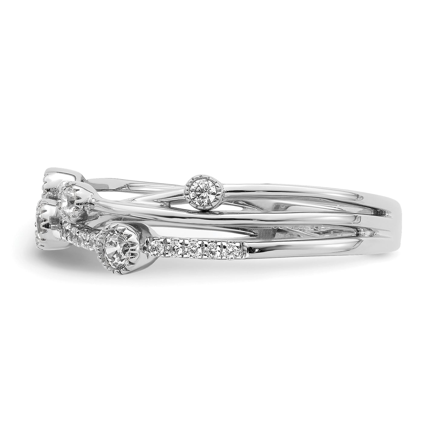 14k White Gold 1/4 Ct. Lab Grown Diamond VS/SI+ G+ Criss Cross Ring