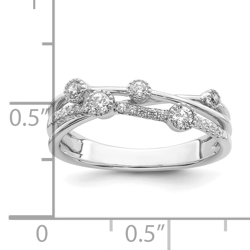 14k White Gold 1/4 Ct. Lab Grown Diamond VS/SI+ G+ Criss Cross Ring