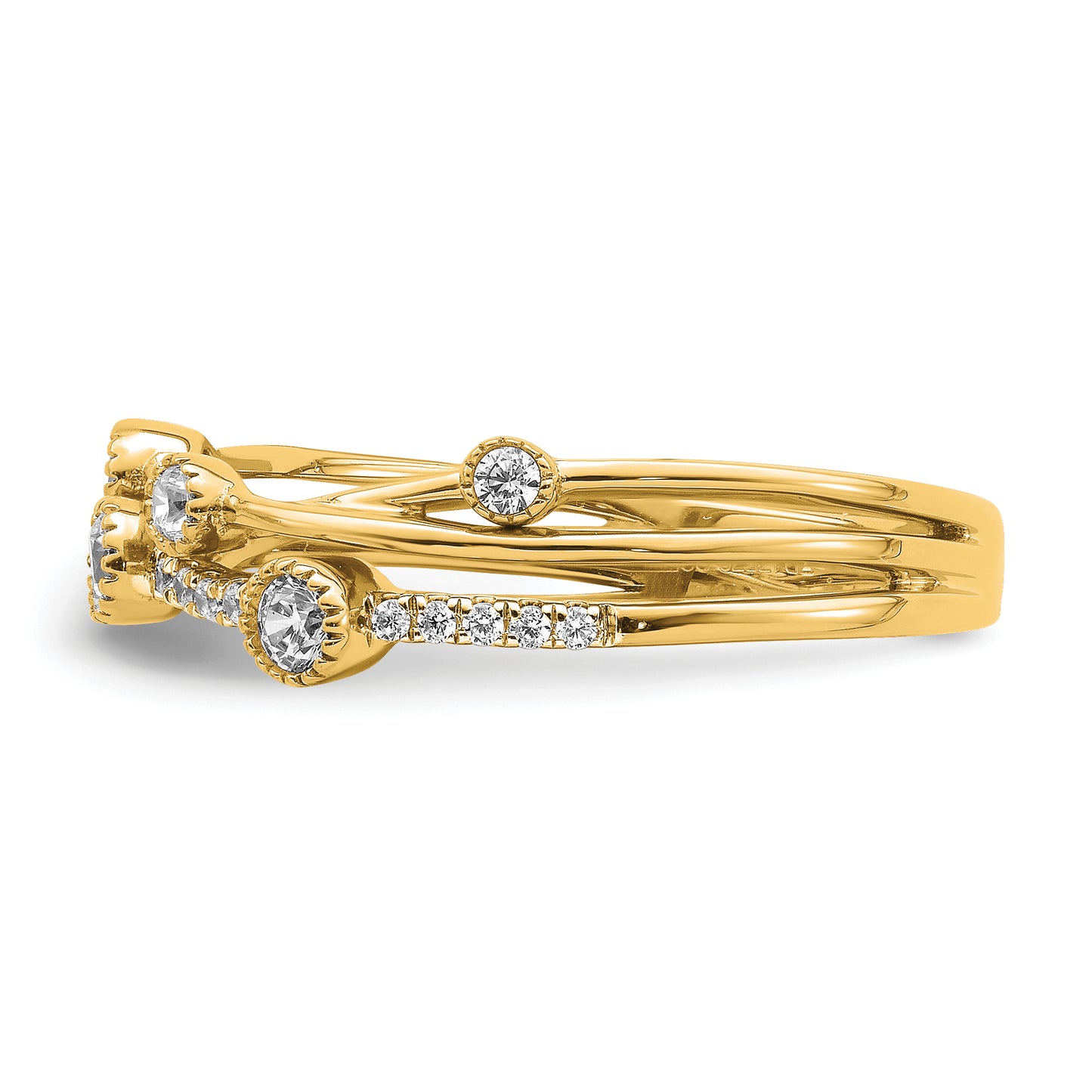 14k Yellow Gold Lab Grown Diamond VS/SI FGH Criss Cross Ring