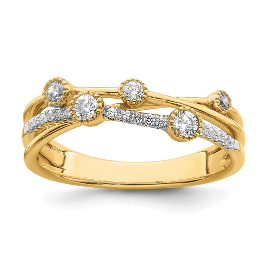 14k Yellow Gold Lab Grown Diamond VS/SI FGH Criss Cross Ring