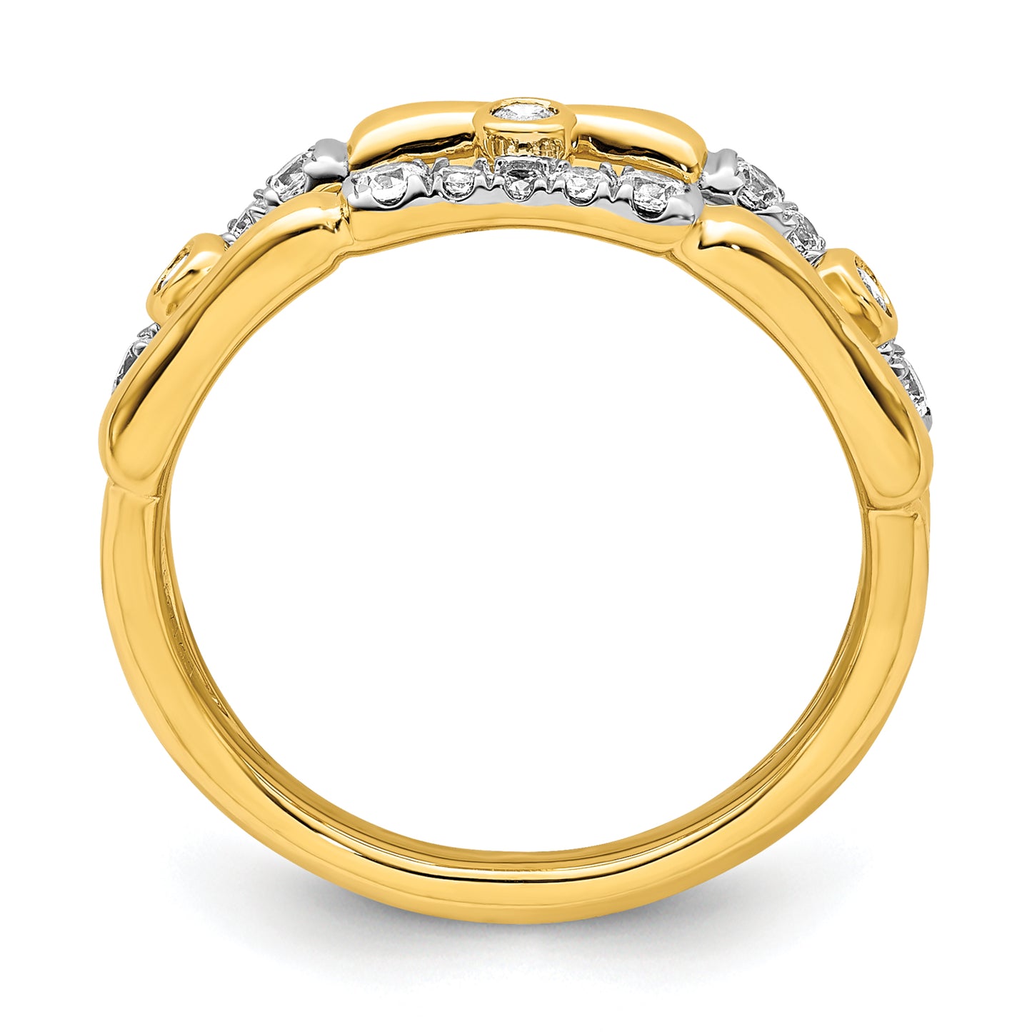 14k Yellow Gold Lab Grown Diamond VS/SI FGH Bezel Cluster Split Band Ring Ring