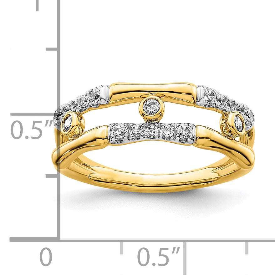 14k Yellow Gold Lab Grown Diamond VS/SI FGH Bezel Cluster Split Band Ring Ring