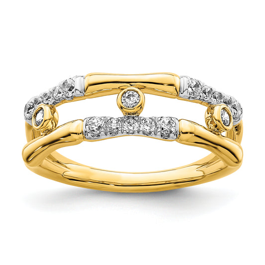 14k Yellow Gold Lab Grown Diamond VS/SI FGH Bezel Cluster Split Band Ring Ring