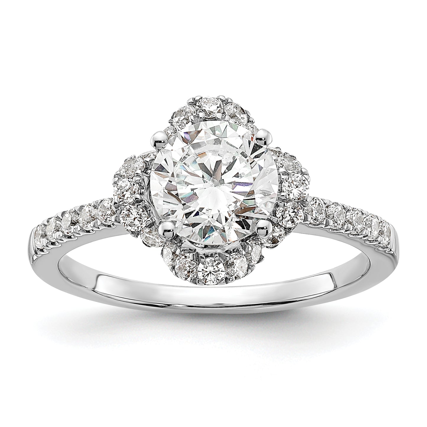 14K White Gold Lab Grown Diamond VS/SI+ G+ Round Engagement. Ring