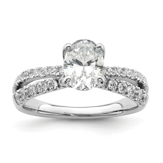 14k White Gold 5/8 Ct. Lab Grown Diamond VS/SI+ G+ 1 Ct. Center Oval Engagement Ring