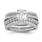 14k White Gold 5/8 Ct. Lab Grown Diamond VS/SI+ G+ 1 Ct. Center Pear Engagement Ring