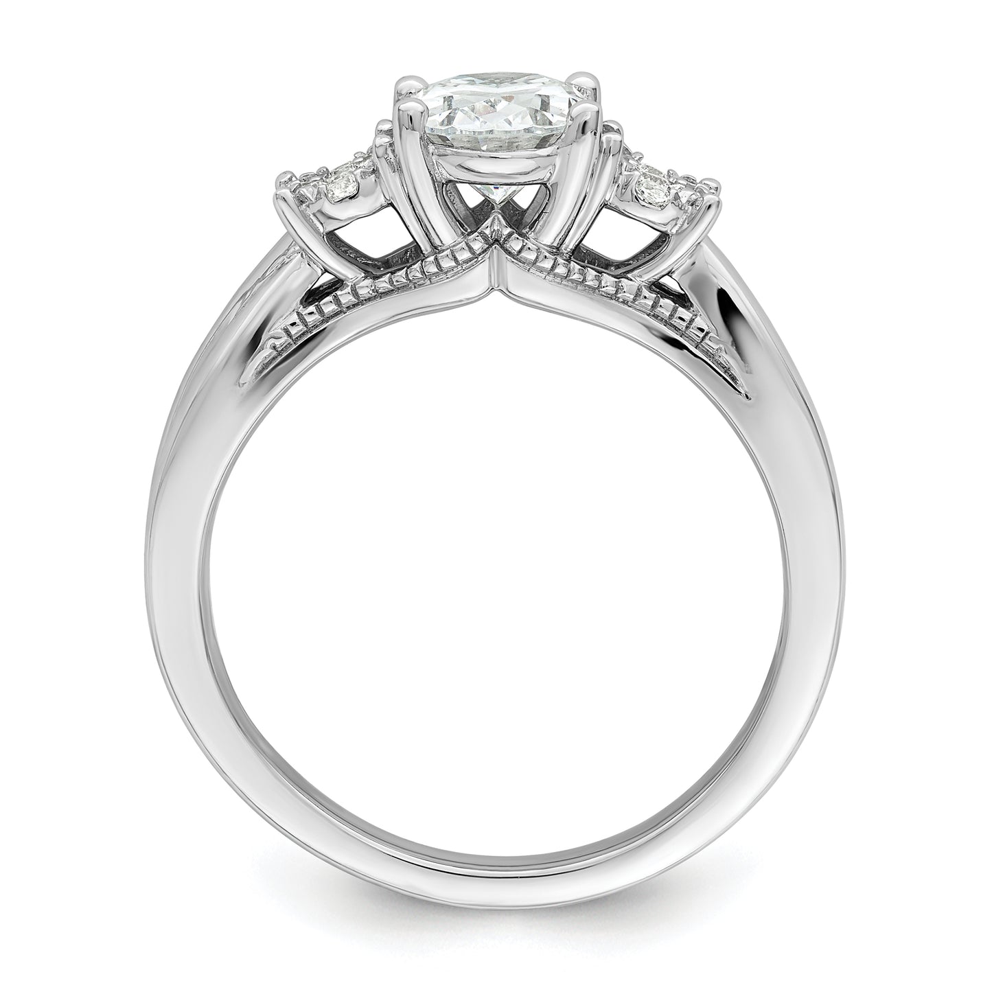 14k White Gold 1/5 Ct. Lab Grown Diamond VS/SI+ G+ 1 Ct. Center Oval Engagement Ring