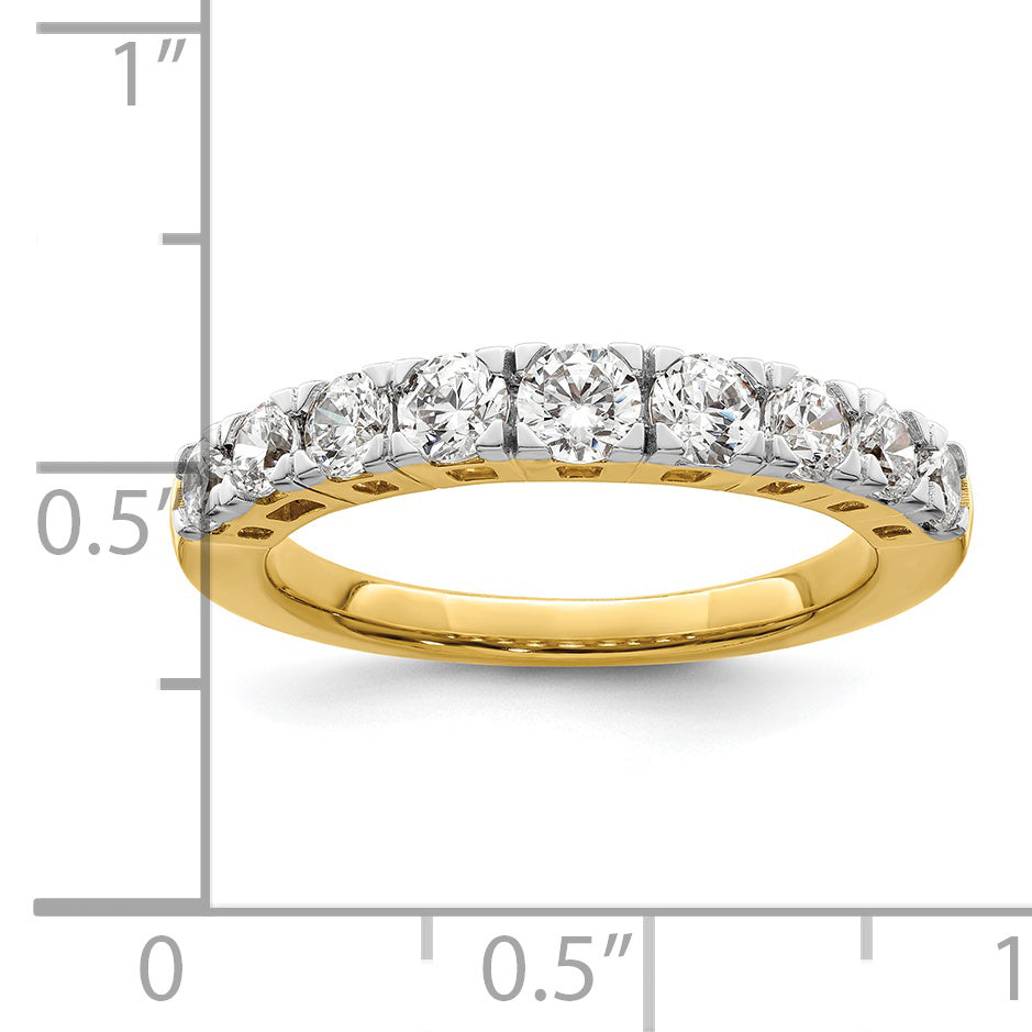 14k Yellow Gold 1 Ct. Lab Grown Diamond VS/SI+ G+ Nine Stone Fashion band