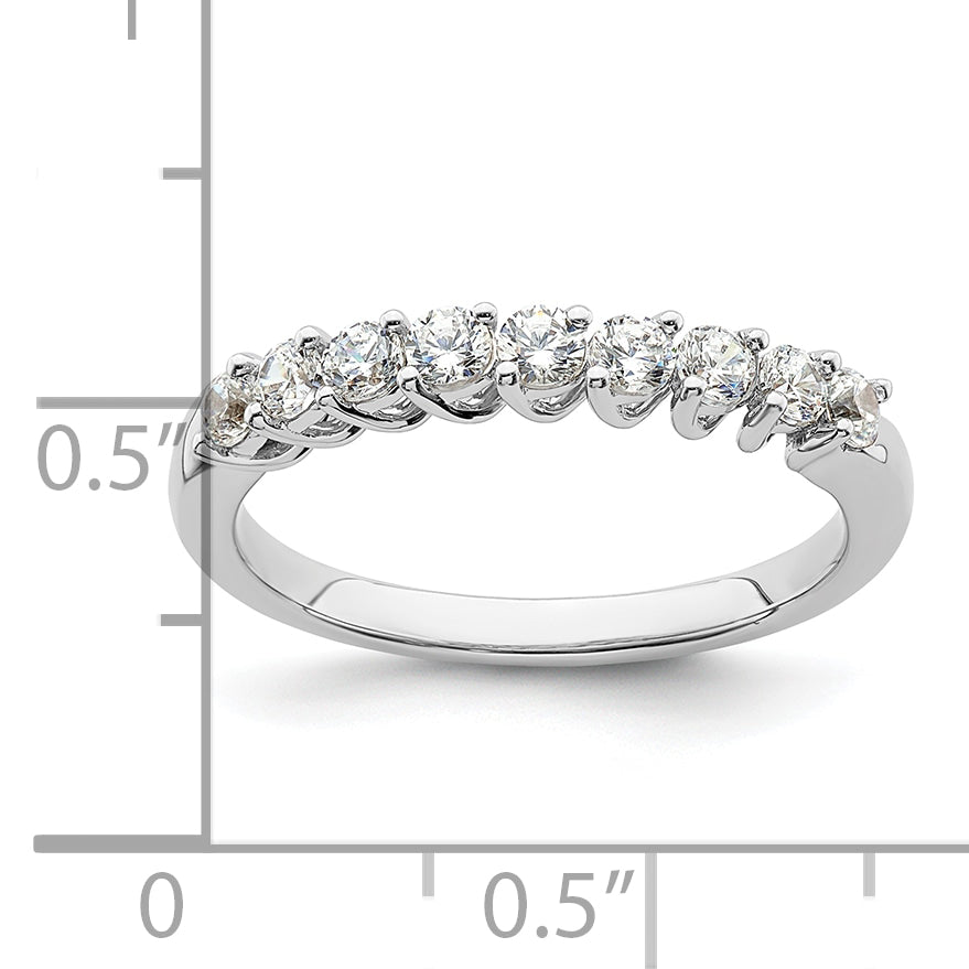 14k White Gold 1/2 Ct. Lab Grown Diamond VS/SI+ G+ Nine Stone Fashion band