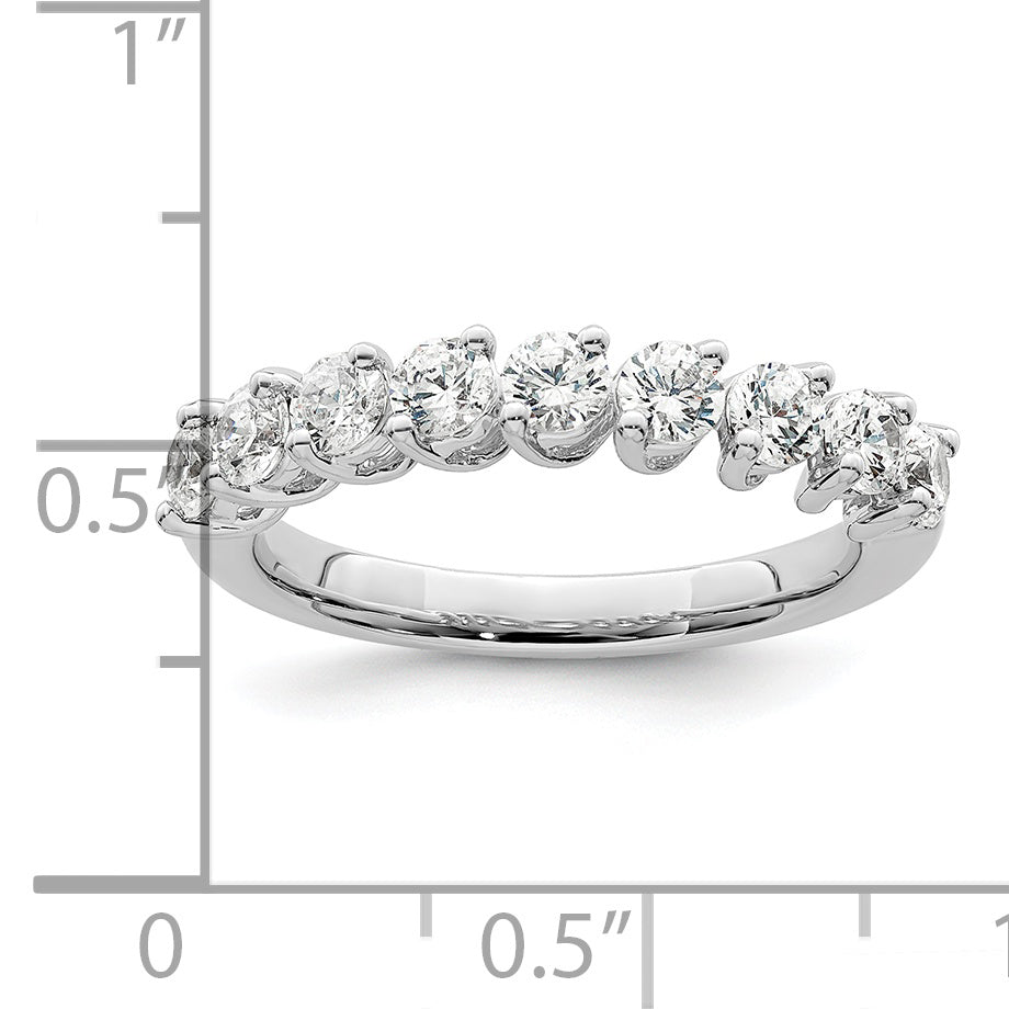 14k White Gold 1 Ct. Lab Grown Diamond VS/SI+ G+ Nine Stone Fashion band