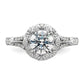 14k White Gold 1/3 Ct. Lab Grown Diamond VS/SI+ G+ 1 Ct. Center Round Semi Mount Halo Engagement Ring