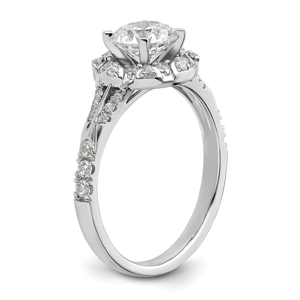 14k White Gold 1/3 Ct. Lab Grown Diamond VS/SI+ G+ 1 Ct. Center Round Semi Mount Halo Engagement Ring