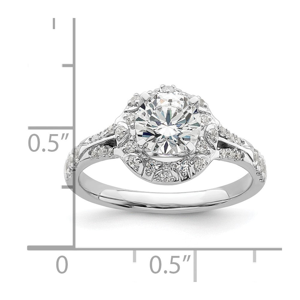 14k White Gold 1/3 Ct. Lab Grown Diamond VS/SI+ G+ 1 Ct. Center Round Semi Mount Halo Engagement Ring