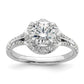 14k White Gold 1/3 Ct. Lab Grown Diamond VS/SI+ G+ 1 Ct. Center Round Semi Mount Halo Engagement Ring