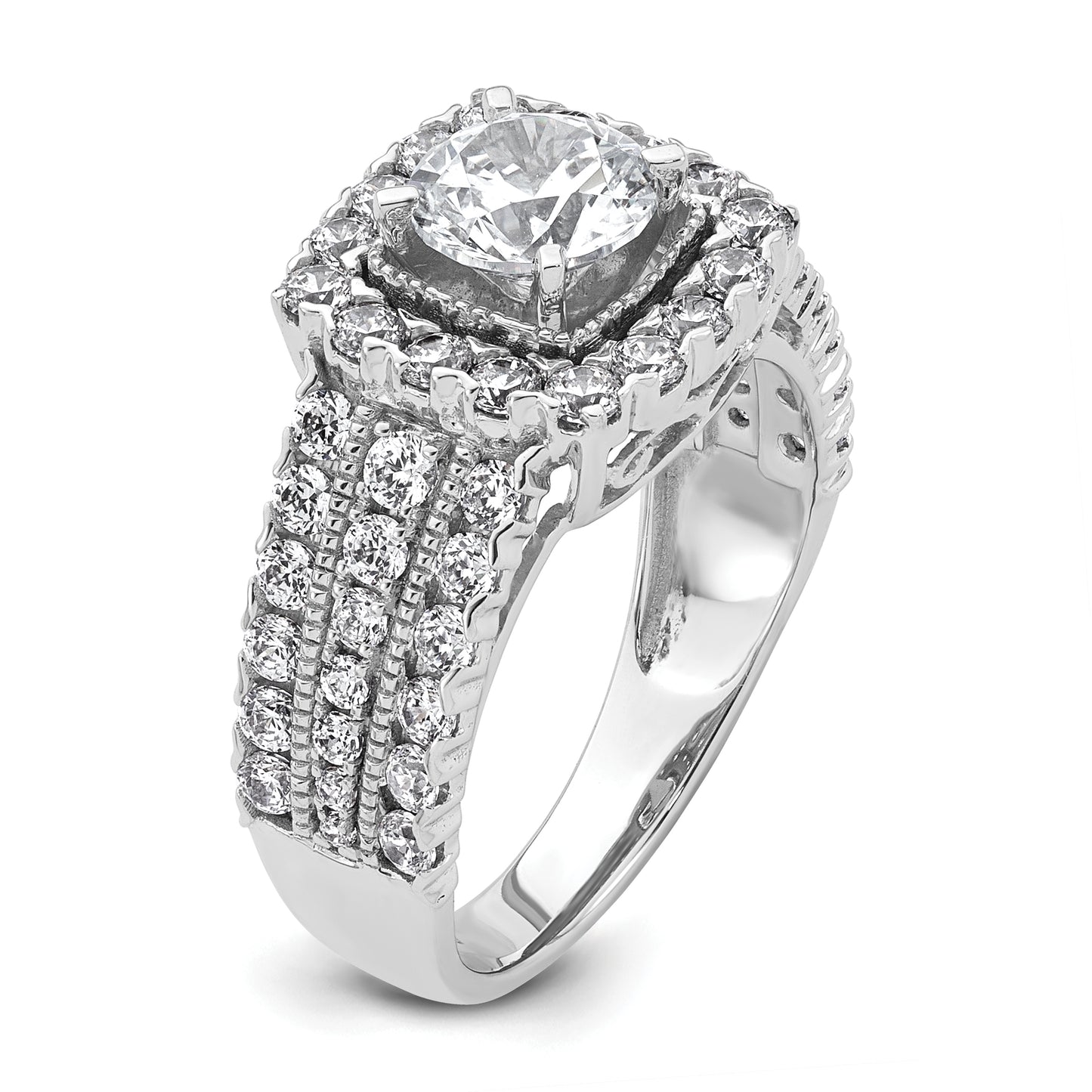 14k White Gold 1 1/3 Ct. Lab Grown Diamond VS/SI+ G+ 1 Ct. Center Round Engagement Ring