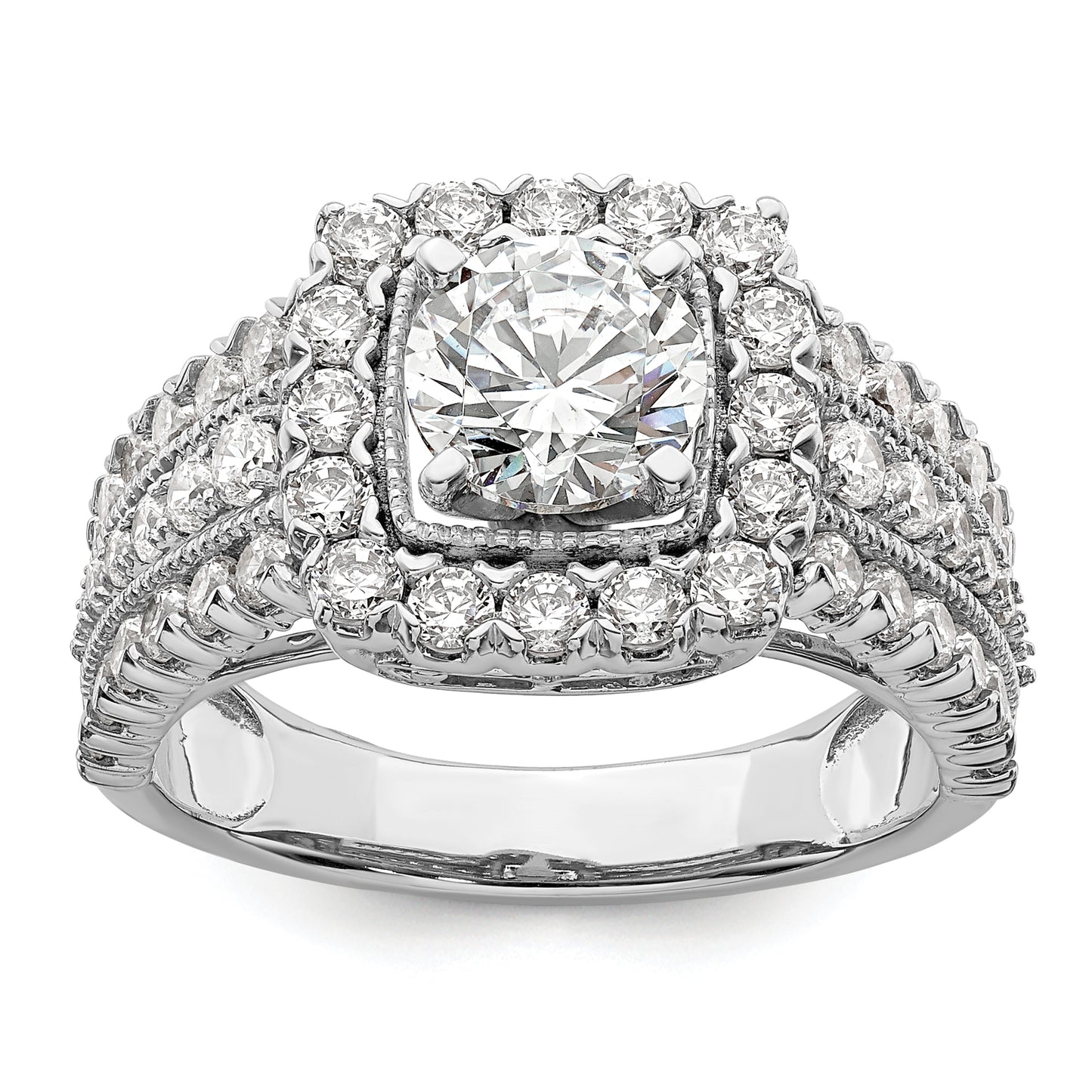 14k White Gold 1 1/3 Ct. Lab Grown Diamond VS/SI+ G+ 1 Ct. Center Round Engagement Ring