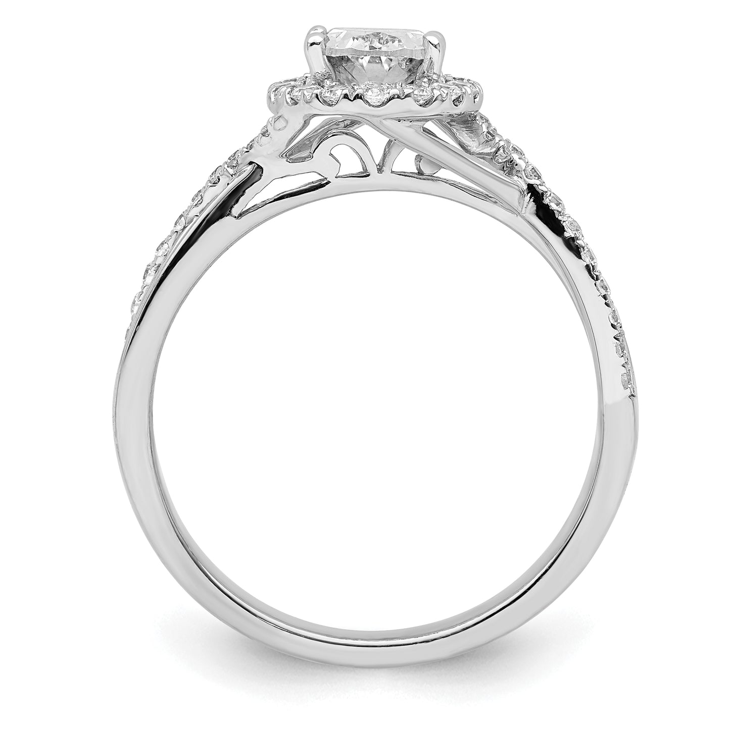 14k White Gold 1 Ct. Certified Lab Grown Diamond VS/SI+ G+ Round Bypass Engagement Ring