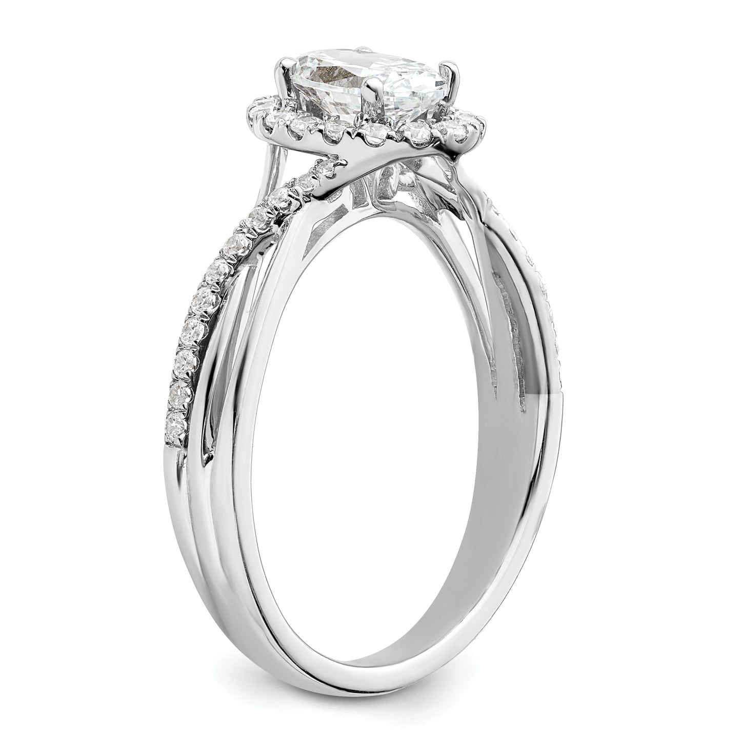 14k White Gold 1/4 Ct. Lab Grown Diamond VS/SI+ G+ 3/4 Ct. Center Round Bypass Engagement Ring