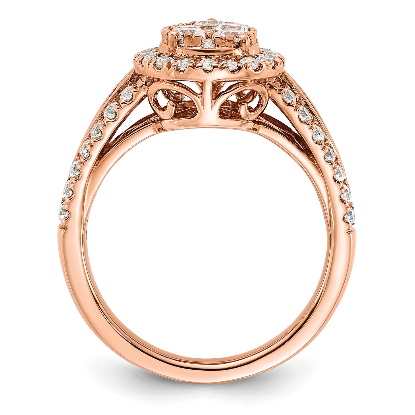 14k Rose Gold 1 1/4 Ct. Lab Grown Diamond VS/SI+ G+ Cluster Engagement Ring