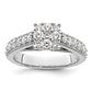 14k White Gold 1 Ct. Lab Grown Diamond VS/SI+ G+ Cluster Engagement Ring