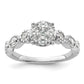 14k White Gold 3/4 Ct. Lab Grown Diamond VS/SI+ G+ Cluster Engagement Ring