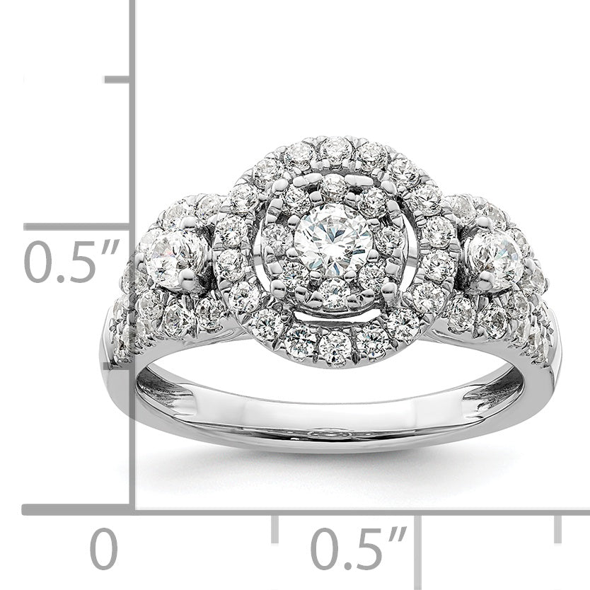 14k White Gold 1 Ct. Lab Grown Diamond VS/SI+ G+ Cluster Engagement Ring