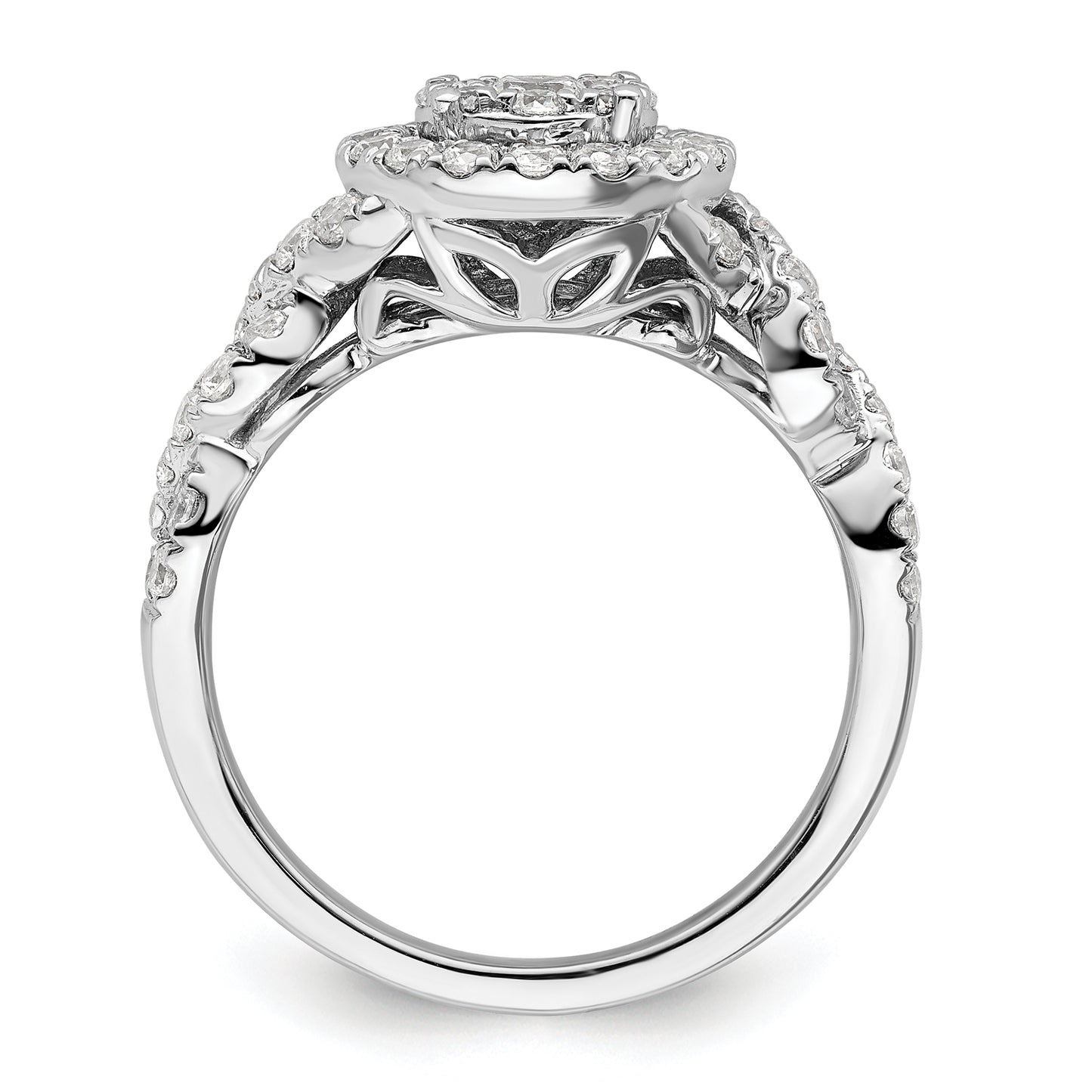 14k White Gold 1 Ct. Lab Grown Diamond VS/SI+ G+ Cluster Engagement Ring