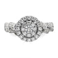 14k White Gold 1 Ct. Lab Grown Diamond VS/SI+ G+ Cluster Engagement Ring