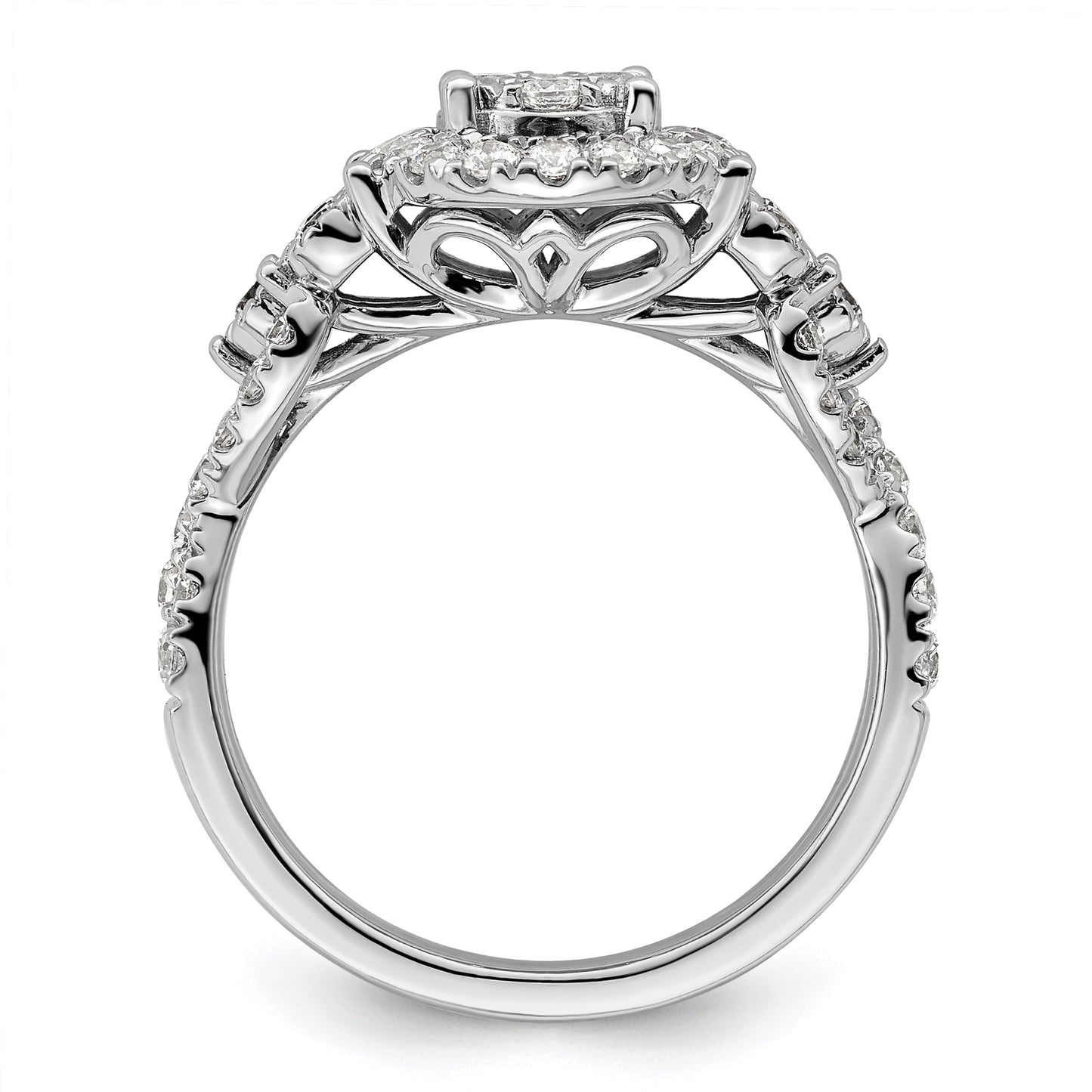 14k White Gold 1 Ct. Lab Grown Diamond VS/SI+ G+ Cluster Engagement Ring