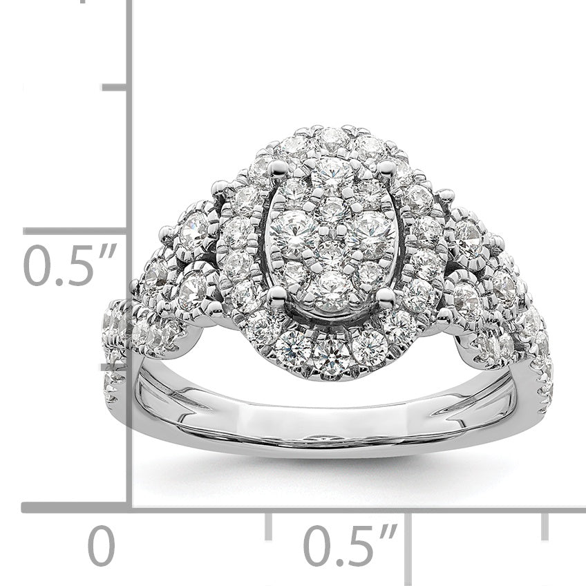 14k White Gold 1 Ct. Lab Grown Diamond VS/SI+ G+ Cluster Engagement Ring