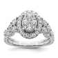 14k White Gold 1 Ct. Lab Grown Diamond VS/SI+ G+ Cluster Engagement Ring