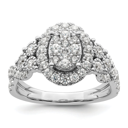 14k White Gold 1 Ct. Lab Grown Diamond VS/SI+ G+ Cluster Engagement Ring