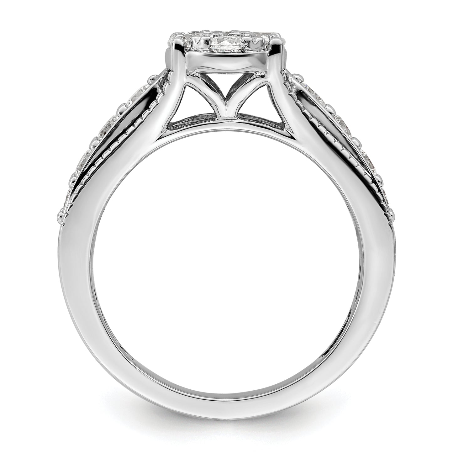 14k White Gold 1 Ct. Lab Grown Diamond VS/SI+ G+ Cluster Engagement Ring