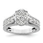 14k White Gold 1 Ct. Lab Grown Diamond VS/SI+ G+ Cluster Engagement Ring