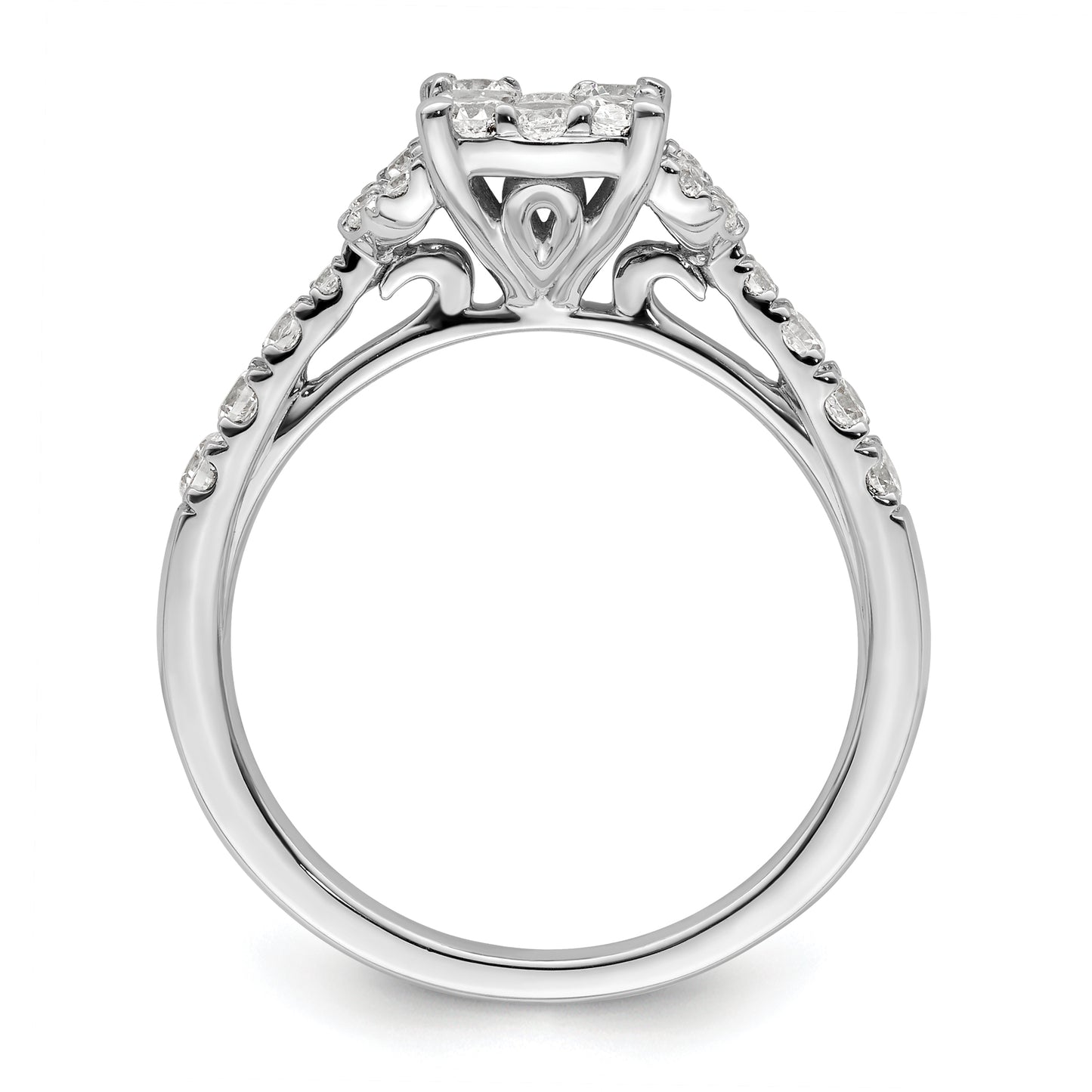 14k White Gold 3/4 Ct. Lab Grown Diamond VS/SI+ G+ Cluster Engagement Ring