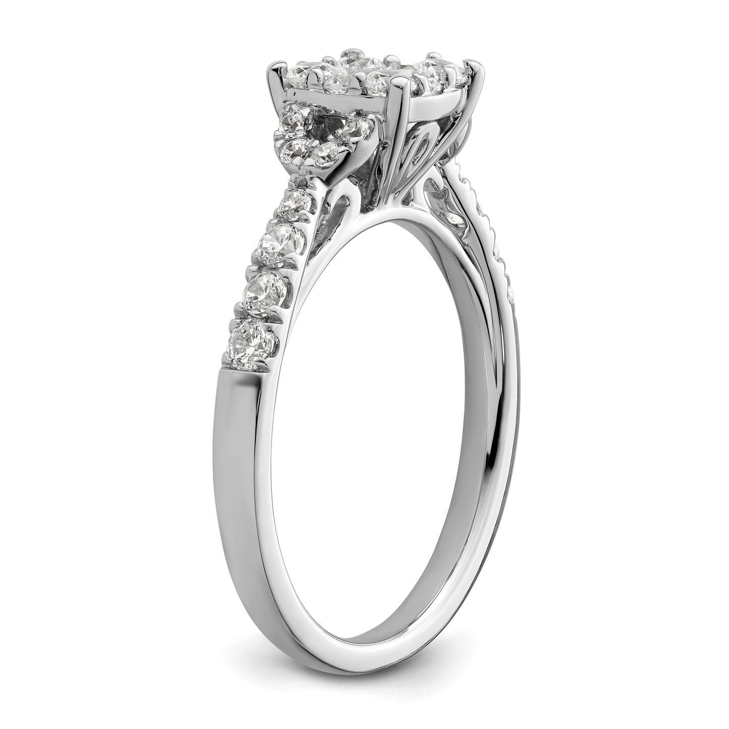 14k White Gold 3/4 Ct. Lab Grown Diamond VS/SI+ G+ Cluster Engagement Ring