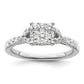 14k White Gold 3/4 Ct. Lab Grown Diamond VS/SI+ G+ Cluster Engagement Ring