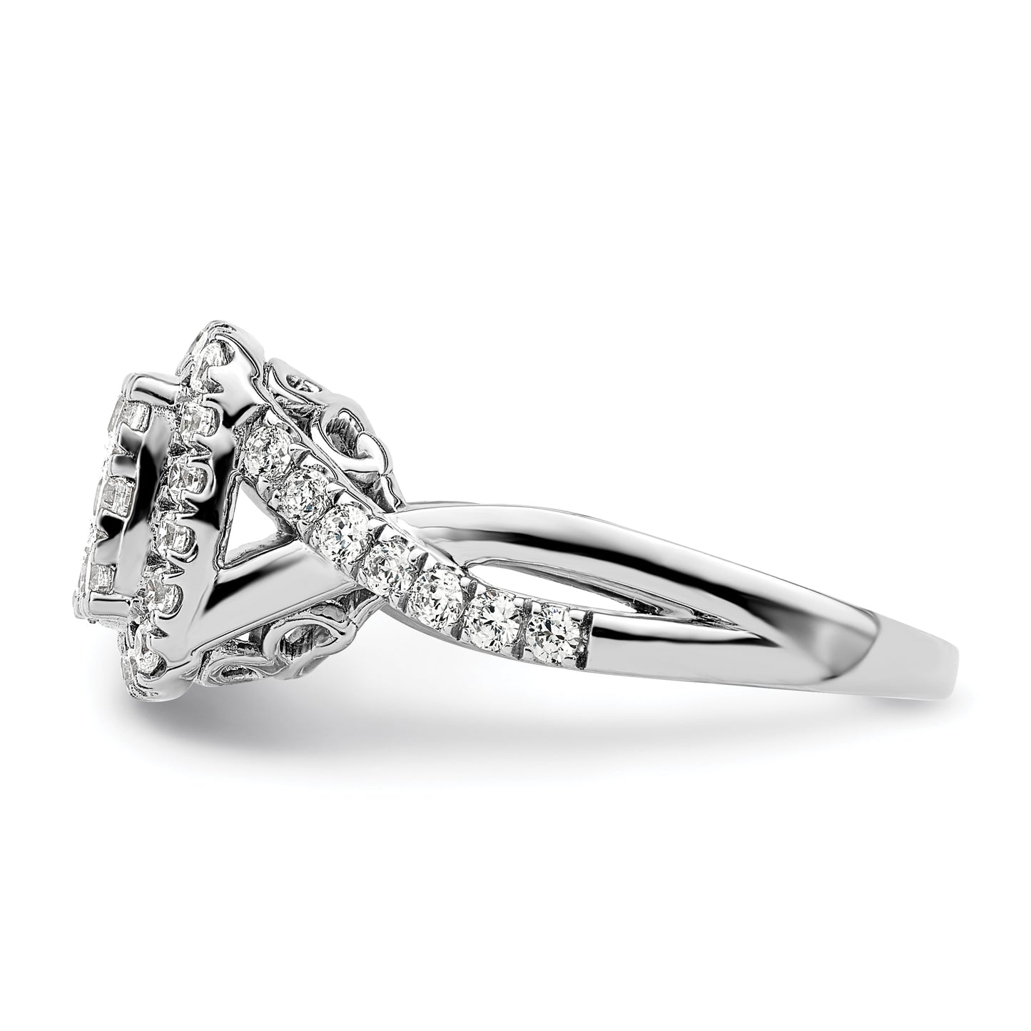 14k White Gold 1 Ct. Lab Grown Diamond VS/SI+ G+ Cluster Engagement Ring