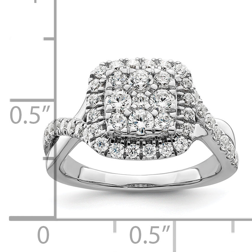 14k White Gold 1 Ct. Lab Grown Diamond VS/SI+ G+ Cluster Engagement Ring