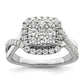 14k White Gold 1 Ct. Lab Grown Diamond VS/SI+ G+ Cluster Engagement Ring