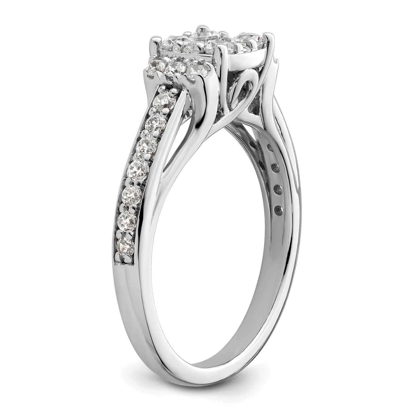 14k White Gold 3/4 Ct. Lab Grown Diamond VS/SI+ G+ Cluster Engagement Ring